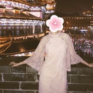 lace midi A-line dress